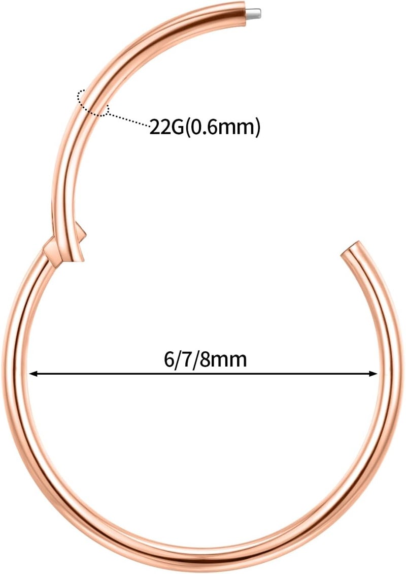 FUNLMO Store 316L Surgical Steel Hinged Segment Nose Ring Hoop for Nose Septum Cartilage Helix Tragus Conch Rook Daith Lobe Lip Piercings 1 Pc - Image 2